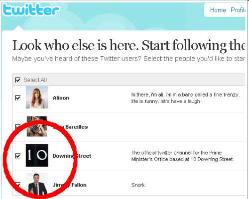 No10 at Twitter signup No10 at Twitter signup